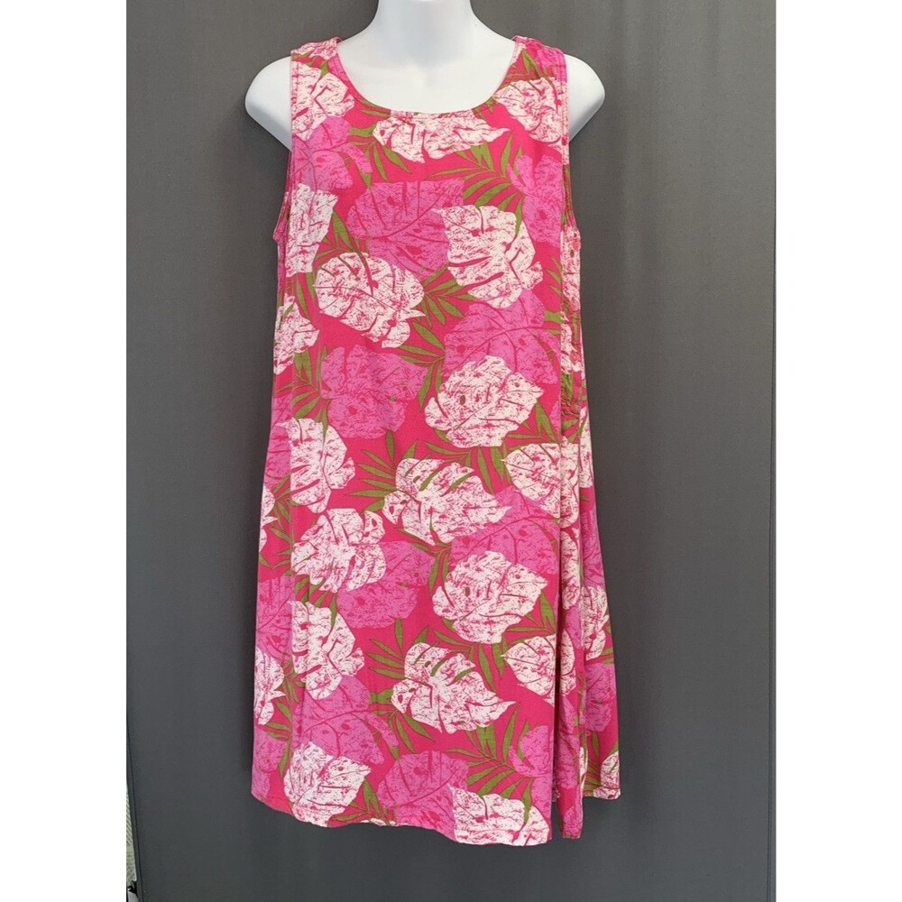 Vintage 90s Y2K Desert Shores Tropical Shift SunDress M Pink Beach Resort Cruise